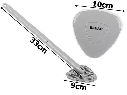 Lapos szilikon WC kefe tartállyal - 33cm