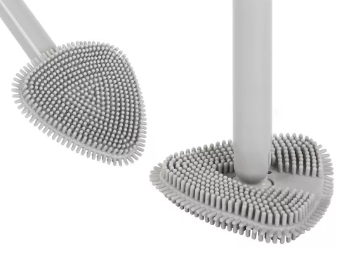 Lapos szilikon WC kefe tartállyal - 33cm