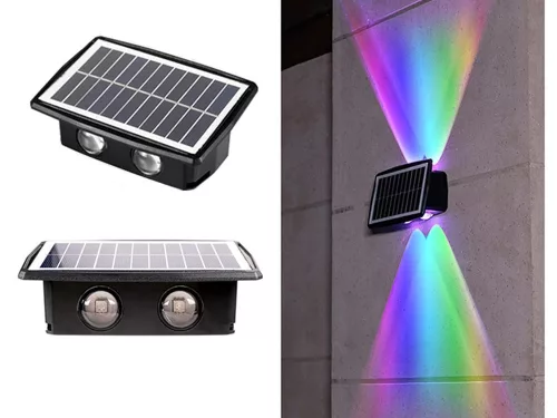 Napelemes homlokzati lámpa színes LED fénnyel