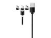 3 az 1-ben mágneses USB töltőkábel - fekete