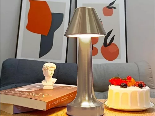 Akkumulátoros érintésvezérelt éjjeli lámpa 23,5cm - ezüst