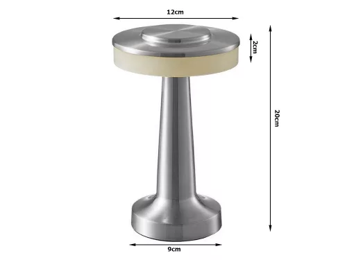 Akkumulátoros érintésvezérelt éjjeli lámpa 20cm - ezüst