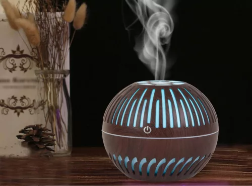 Aromaterápiás párásító RGB világítással 300ml - sötét barna