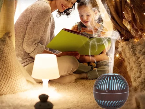 Aromaterápiás párásító RGB világítással 300ml - sötét barna