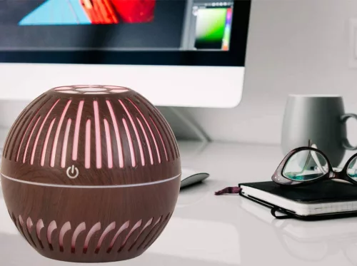 Aromaterápiás párásító RGB világítással 300ml - sötét barna