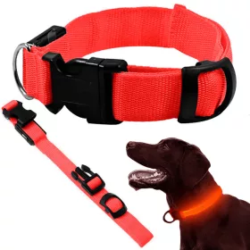 LED világító nyakörv 36-59cm - piros