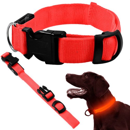 LED világító nyakörv 36-59cm - piros