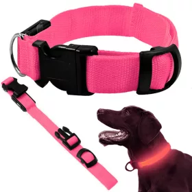 LED világító nyakörv 36-59cm - rózsaszín
