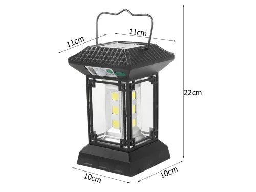 Napelemes LED lámpás távirányítóval - fekete