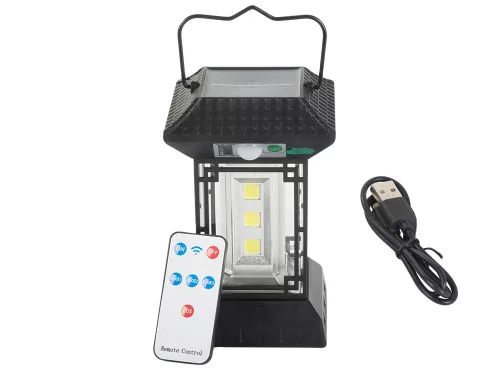 Napelemes LED lámpás távirányítóval - fekete