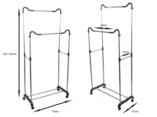 Kerekes ruhaállvány - 165x76x37cm