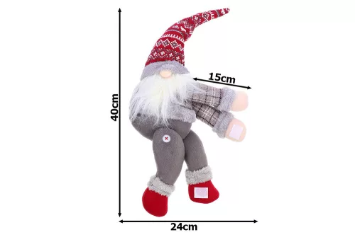 Karácsonyi függönyelkötő törpe - szürke