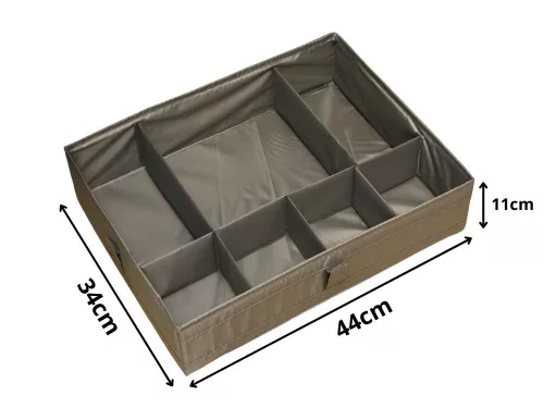 Gardrób rendszerező 7 rekesszel, szürke- 44x34x11cm
