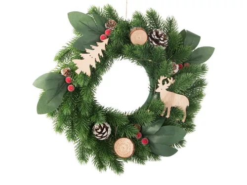 Karácsonyi koszorú LED világítással - 20cm
