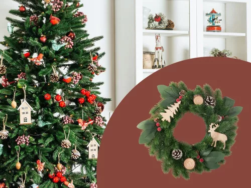Karácsonyi koszorú LED világítással - 20cm
