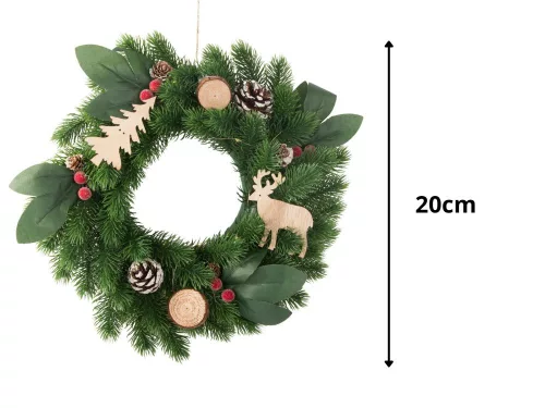 Karácsonyi koszorú LED világítással - 20cm