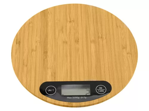 Bambusz elektromos konyhai mérleg - 5kg/1g
