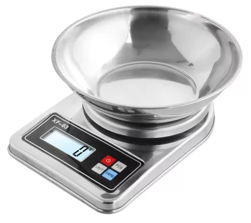 Konyhai mérleg rozsdamentes acél tállal - 5kg/1g