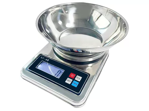 Konyhai mérleg rozsdamentes acél tállal - 5kg/1g