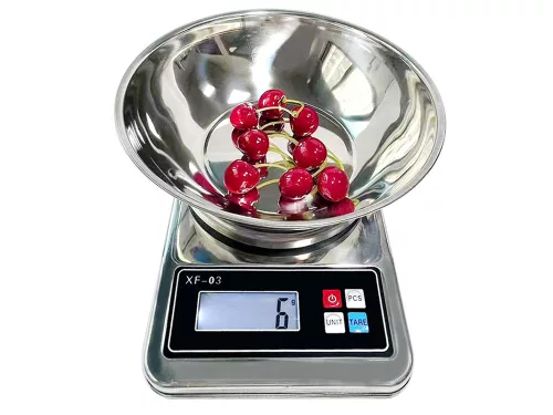 Konyhai mérleg rozsdamentes acél tállal - 5kg/1g