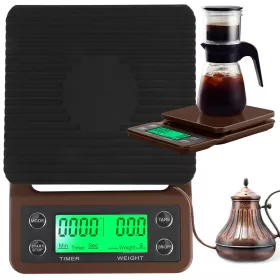Elektromos kávémérleg, barna - 5kg/0,1g