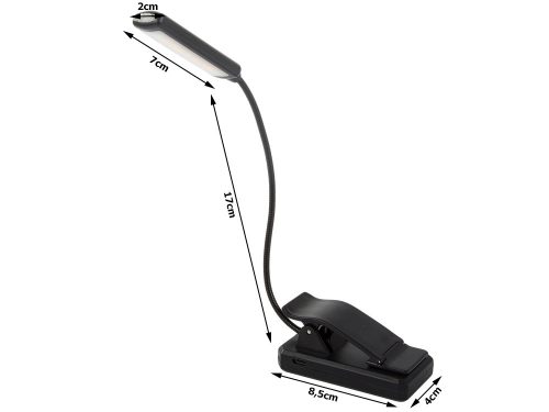 Akkumulátoros olvasólámpa csipesszel - fekete
