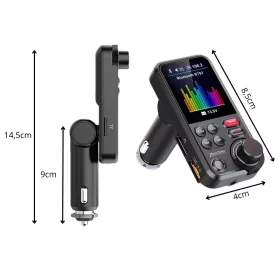 Bluetooth 5.0 FM transzmitter - fekete