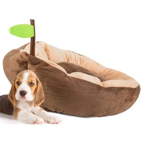 Levél alakú kisállat ágy 52x45x15cm - barna