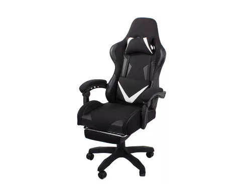 Görgős gamer szék két párnával és dőlés állítással - fekete