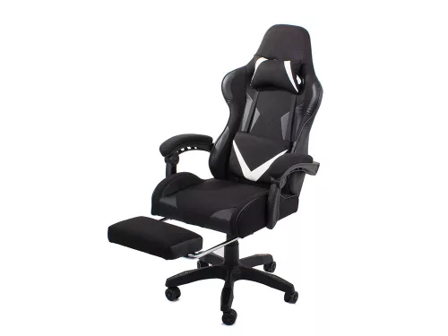Görgős gamer szék két párnával és dőlés állítással - fekete