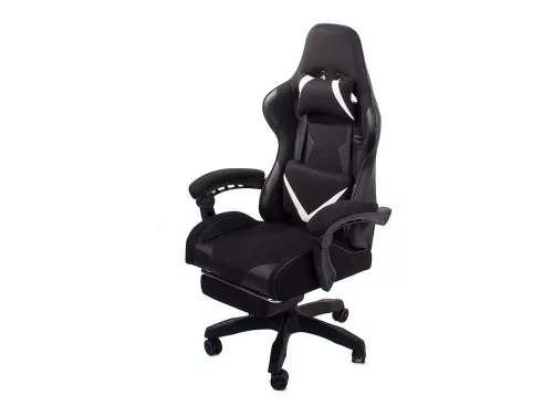 Görgős gamer szék két párnával és dőlés állítással - fekete
