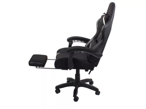 Görgős gamer szék két párnával és dőlés állítással - fekete