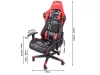 Görgős gamer szék két párnával, dőlés állítással és 2D karfával - piros