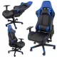 Görgős gamer szék két párnával, dőlés állítással és 2D karfával - kék