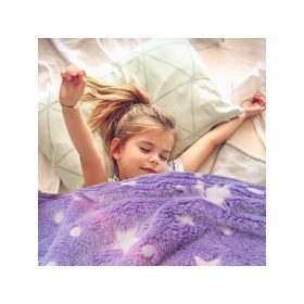   Puha világítós pléd pónikkal és csillagokkal, lila - 150x200cm