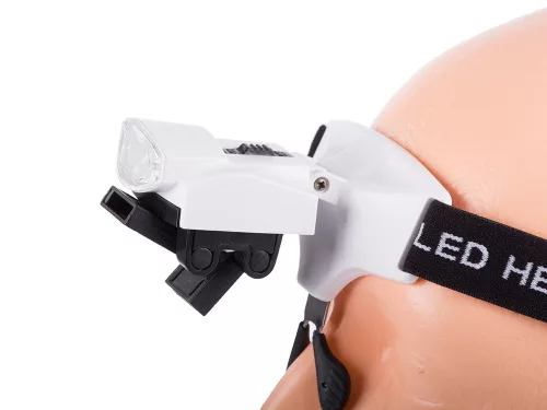 Fejpánt nagyító LED világítással és cserélhető lencsékkel