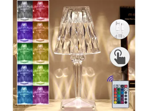 Akkumulátoros RGB LED éjjeli lámpa - kristályutánzat
