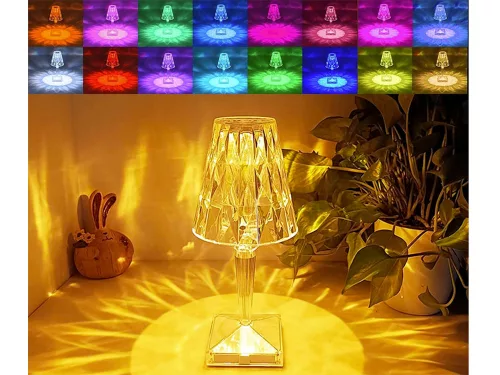 Akkumulátoros RGB LED éjjeli lámpa - kristályutánzat
