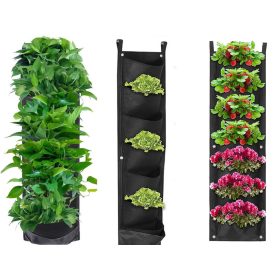   Falra akasztható 7 zsebes növény ültető, fekete - 100x30cm