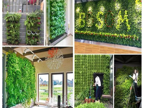 Falra akasztható 7 zsebes növény ültető, fekete - 100x30cm