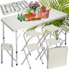 Összecsukható kempingasztal 4 székkel - fehér