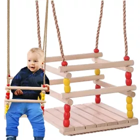 Fa gyerek hinta korláttal