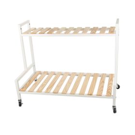   Gurulós kétszintes virágtartó kerti szerszámokkal - fehér