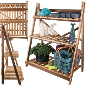 Fa virágtartó állvány - barna