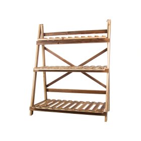 Fa virágtartó állvány - barna