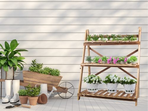 Fa virágtartó állvány - barna