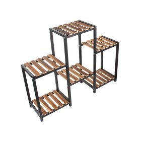 Többszintes fa és fém virágtartó