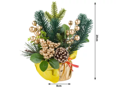 Karácsonyi asztal dísz, arany - 20cm
