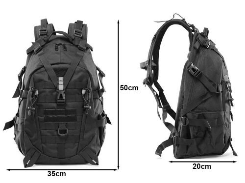 Taktikai hátizsák, fekete - 30l