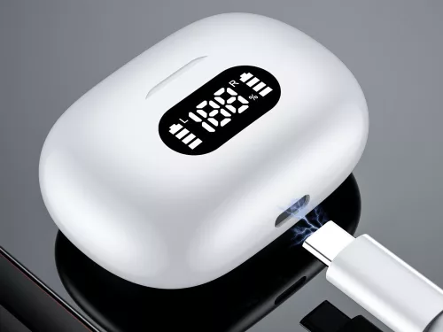 Vezeték nélküli bluetooth fülhallgató tokkal - fehér